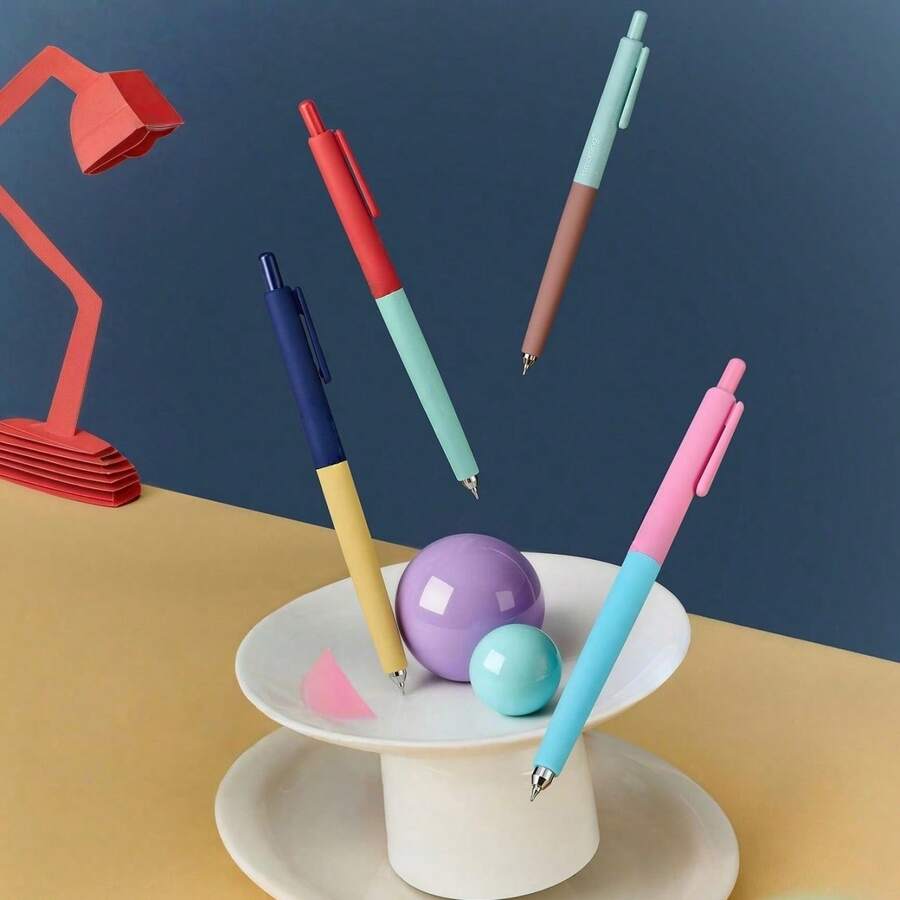 1/2/4pcs Clickable Neutral Gel Pens, CS Dual Ball Tip, Dopamine Misty Island Color Small Weight INS Style, Smooth Writing Low Center Of Gravity Practice Pens For Students, Learning And Office - Multicolor - View 1