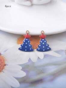 6pcs Christmas Tree Charms, Copper Oil Drip, Double-Sided Enamel, Colorful, Small Pendant For Bracelet, Bag, Earring, Necklace, Jewelry DIY Making Decoration - Christmas - View 10
