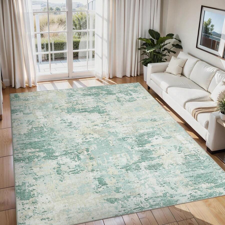 Techigher Modern Abstract Area Rug, Large Washable Living Room Rug, Ultra-Soft Non-Slip Bedroom Carpet & Foldable Floor Mat