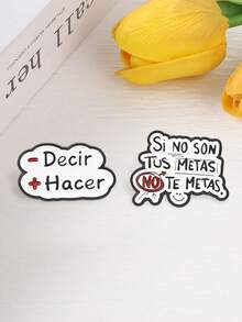 Spanish Action Motivational Slogan Enamel Pin Set Less Talk More Do Minimal Black White Red Lapel Badge For Backpack Jacket Decor - Multicolor - View 8
