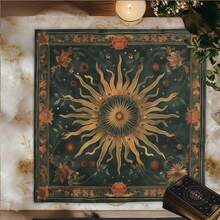 1 buah Kain Tarot Motif Bunga Matahari Vintage, Alas Altar Hijau Retro, Taplak Meja Ramalan Surgawi Boho, Permadani Dekorasi Spiritual Wiccan untuk Pembacaan Tarot - MultiWarna - View 4