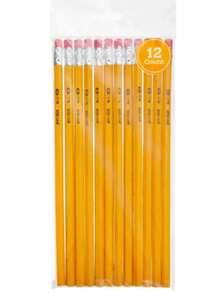 Kit 12 Lápis Grafite Com Borracha Escrever Hb Nº 2 Escolar, Escritório Lápis de Madeira Amarelo - Kit 12 Lápis - Visão 4