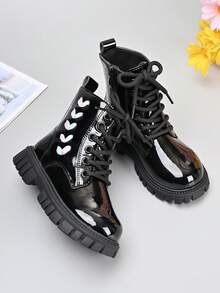 Girls' Stylish Princess Ankle Boots 2026 New Autumn Heart Bow Boots Boots For Girls - Black - View 6