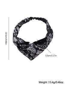 1pc Vintage Paisley Flower Print Criss-Cross Elastic Fabric Headband, Multiple Colors Available, American Street Style Vibe - Multicolor - View 2
