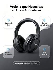 Audífonos Inalámbricos Bluetooth para Adultos y Jóvenes, Auriculares Over Ear con Sonido Estéreo, Almohadillas Suaves y Diseño Cómodo, Diadema Ajustable y Plegable, Conexión Inalámbrica para Música, Videos, Juegos y Llamadas, Audífonos Portátiles para Casa, Oficina, Estudio, Viajes y Uso Diario, Estilo Moderno - Ver 5
