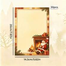 Christmas Theme Stationery, 30 Sheets/Pack, Snowflake Candy Reindeer Santa Claus Pattern, High-Quality Paper Exquisite Printing, Suitable For Writing Letters Or Messages, Also Can Be Used For Christmas Decoration - Rectangle - View 15