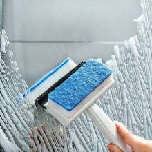 1PC Creative Double-Sided Household Glass Scraper Tile Wall Bathroom Cleaning Brush Window Wiper Scraper Mirror Cleaner - Blue and White - View 8