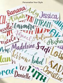 Customized Name Stickers Waterproof Vinyl Stickers, 1-30Pcs Creative Handwritten Artistic Fonts Suitable For Bridesmaid Gifts, Birthday Party Decorations Applicable To Car Body, Hood, Windows, Shop Fronts, Etc. Can Customize Team Names - Multicolor - View 4