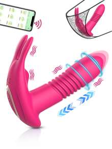 Wearable Vibrator With Remote Control Rabbit Vibrators Telescopic Rotating Vibrating Sex Toys For Woman - one-size - View 6