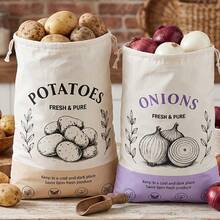 Large Drawstring Vegetable Gift Bags (2pcs), Vegetable & Fruit Storage Cloth Bags, Potato & Onion Storage Bags, Portable Reusable Household Storage Bags, Kitchen Vegetable & Fruit Sorting & Storage Supplies - View 2