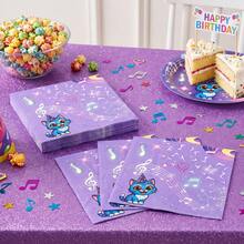 20/40/60Pcs,Purple Cartoon Cat Disposable Napkins,Lightning Bolt,Music Note And Star Printed Tissues,2-Ply Thick Music Theme Party Serviettes,Perfect For Birthday Parties,Music Gatherings,Cartoon Theme Parties And Table Decorations - Multicolor - View 5