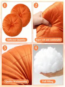 Round Decorative Velvet Rug With Center Button, Suitable For Living Room Sofa, Bench, Bed And Chair Home Decor. Perfect For Home Use And Daily Use, Parties, Thanksgiving, Halloween And Christmas. - Orange - View 6