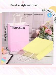 12pcs - Tas Tote Kertas Kraft Putih Macaron Segar, Tas Kertas Warna Solid, Tekstur Tas Kertas Kraft Sederhana, Tas Tote Serbaguna, Tas Penyimpanan Universal, Tas Hadiah Kreatif, Kemasan Hadiah - Beraneka warna - View 8