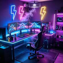 1pc LED Lightning Neon Wall Light, Small Night Light, Game Room Decor, Home Party Creative Fairy Light, Birthday Theme Scene Atmosphere Light, Living Room Bedroom Decoration - Lightning Neon Sign - View 7