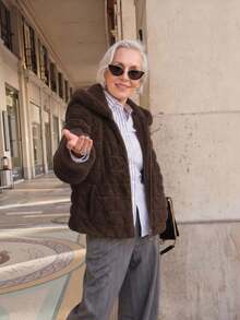 Women's Faux Fur Hooded Pocket Coat - Perfect Choice For Autumn/Winter - Brown - View 8