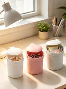 Mini Plastic Desktop Trash Can With Lid, Suitable For Home Office, Kitchen, Vanity, Daily Essentials, Household Student Dormitory Trash Can, Can Be Used As Desktop Wastebasket For Office, Bedroom And Living Room - Multicolor - View 4
