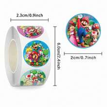 SUPER MARIO BROS. 1set/500pcs Classic Round Roll Stickers, A Variety Of Cartoon Character Styles, Easy To Cut And Use, Party Decoration, Stationery Stickers, High-Value Gifts For Children. (Stochastic Style) - Multicolor - View 7