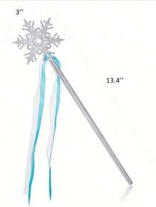 6/12/24pcs Elegant Silver Snowflake Magic Wands With Blue Ribbons, Winter Princess Magic Wands, Plastic Material, Suitable For Theme Party Decoration, Winter Theme Party Decoration, Durable Plastic Snowflake Decoration Sticks - A - View 3