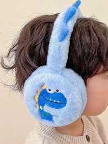 1pc Kids Cute Cartoon Dinosaur Earmuffs, Winter Foldable Plush Warm Earmuffs For Skiing, Walking, Running, Cycling - Multicolor - View 2