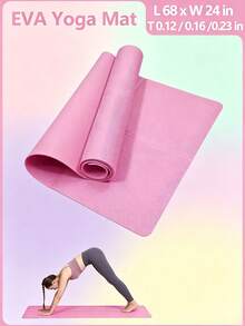 173cm*61cm EVA Yoga Mat, Solid Color Pilates Exercise Mat, Suitable For Yoga, Pilates, Plank, Fitness, Gymnastics, Workout, Gym, Home Training. Perfect Gift For Mother's Day, Birthday, Folded Shipping, May Have Slight Creases. - Pink - View 10