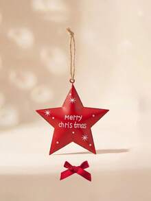 1pc Christmas Star Hanging Ornament, Metal Christmas Tree Decoration, Star Decor, Gift Box Decoration, Christmas Scene Decoration, Home Decor, Room Decor, Party Decoration, Comes With Bow - Multicolor - View 10