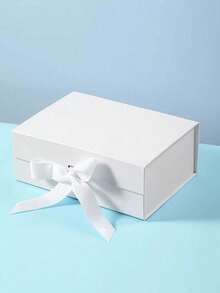 1pc Ribbon Gift Box, Foldable Bowknot Gift Box, Hard Box, One-Piece Cosmetic Gift Box, Birthday Gift, Holiday Gift Packaging Box - A - View 10