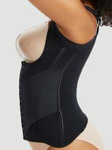 1pc Women's Waist Cincher Body Shaper, Double Layer Waist Trainer, Tight Abdominal Compression Shaping Pants, Steel Bone Support Pressure Waist Shaper - Black - View 4