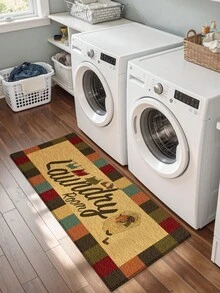 DAJIANG 1件裝現代洗衣房地墊，柔軟條紋地毯，廚房地墊，可機洗，防塵字母地毯，居家裝飾 - 彩色 - 查看 5