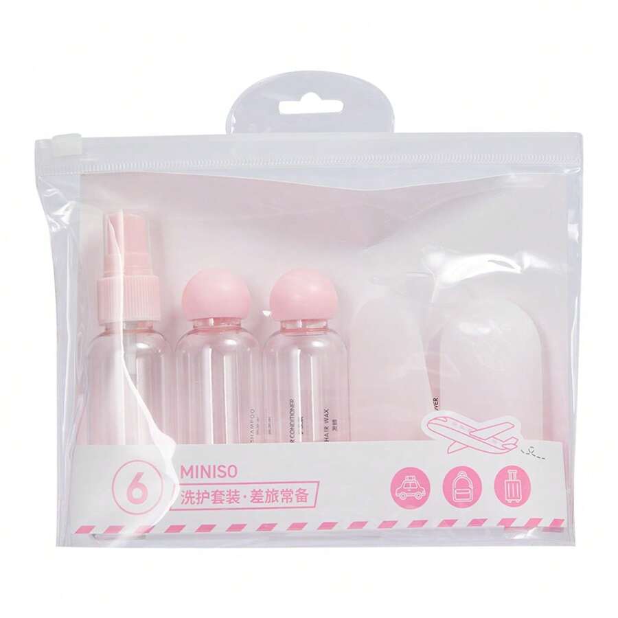 Miniso 6‑Pcs Travel Refillable Bottle Set, Dispensing Bottles,Portable Cosmetic Liquid Containers Spray Bottle Squeeze Bottles For Shampoo Lotion Toiletries Airport Trip - View 1