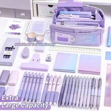 10-Layer Large Capacity Multi-Compartment Storage Bag, Multiple Colors Available (Purple, Pink, Blue, Beige, Black, Brown), Ideal Pencil Case For Students To Store Stationery, Great Organizer For Office Daily Use - Must-Have For Cashback - Multicolor - View 7