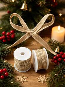 1/2/3/4/5pcs Natural Vintage Hemp Rope Ribbon Bows, Handmade Jute Twine Cord For Gift Wrapping, Wedding Party Decoration, Halloween And Christmas Decor - Multicolor - View 1