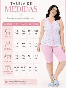 Pijama Feminino Aberto Regata Aberto na Frente Pescador Bermuda Verão Senhora Conforto - Pêssego - Visão 6