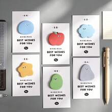 30 Sheets/Pack Fun Candy Bean Cartoon Face Sticky Notes, Cute Funny Shaped Colorful Memo Pads, Adorable Self-Stick Note Pads For Students Office Party Favor Stationery Supplies - 30 Sheets - View 2