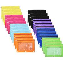 1pc Binder Pockets Binder Folders, Zipper Pouches, Pencil Pouch For 3 Ring Binder, Pencil Case Pouch With Clear Window For Class, School, Office, Mini Cosmetic Storage Bags, Portable Travel Pouch, School Supplies, Back To School - A - View 9
