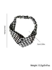 2PCS French Vintage Houndstooth Criss-Cross Elastic Fabric Headband, Minimalist Retro Non-Slip Niche Versatile Hair Accessory - Multicolor - View 4
