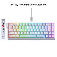 HXSJ A New V68 68 Key Wired Membrane Keyboard, RGB Lighting, USB-C Detachable Cable, Contoured Keycaps, Portable, Plug And Play, For Gaming, Home Office Use - View 11