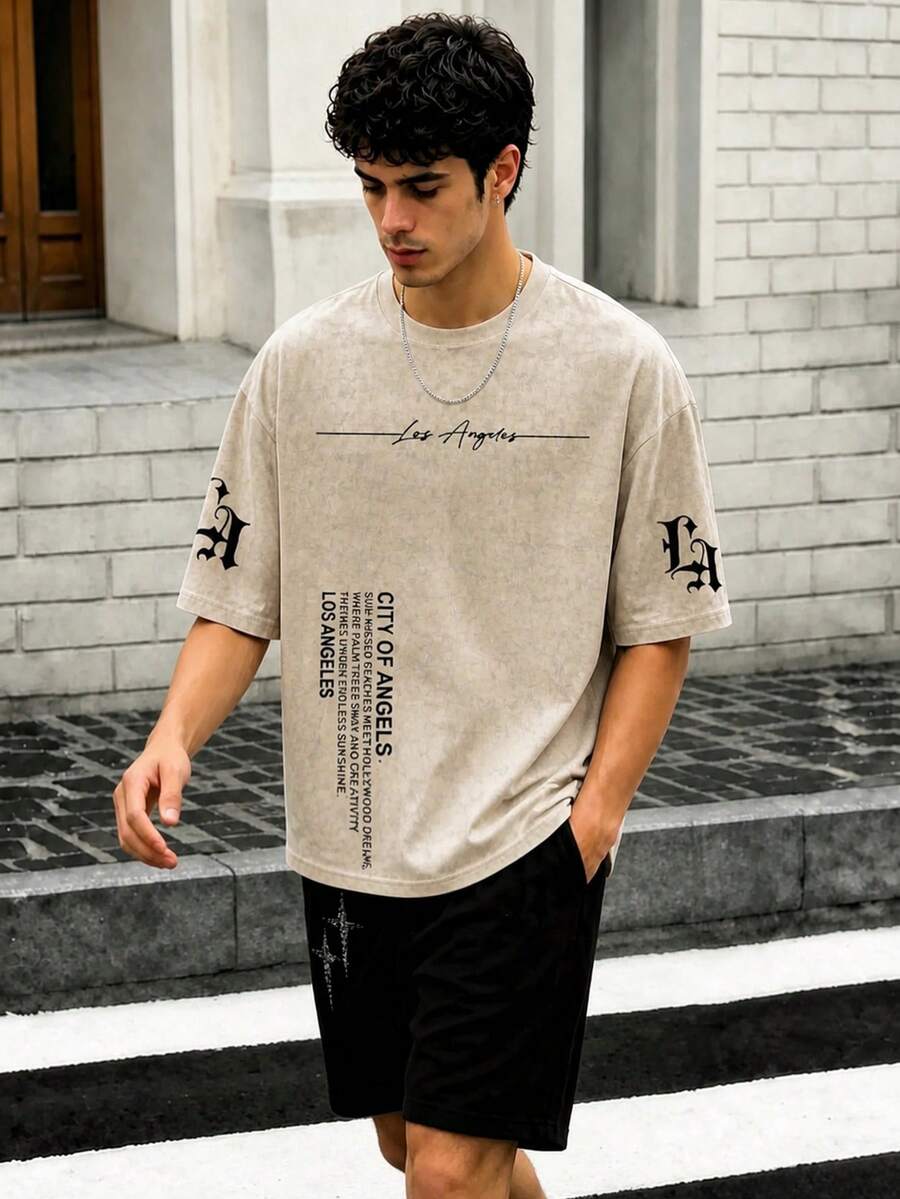 Zrgoth Men's Casual Versatile Simple Printed Element Short Sleeve T-Shirt