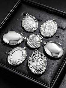 3Pcs Vintage Locket Charms, 304 Stainless Steel Openable Photo Pendant, Charms For Jewelry Making, DIY Necklace Bracelet Making Accessories - Locket Pendant - View 2