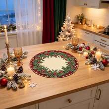 1/4/6pcs Christmas Series Pine Branch & Red Berry Wreath Border Hand ...