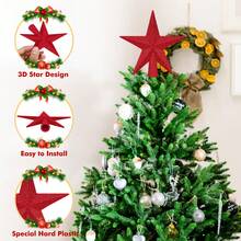 1pc, Glitter Golden Star Christmas Tree Topper, Festive Indoor Holiday Decoration With Sparkling Metallic Design For Christmas Trees, Holiday Decor For Home & Xmas Tree - Multicolor - View 3