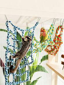 Colorful Bird Net, Pet Hammock, Mouse Climbing Ladder Bridge Toy, Small Animal Cage Decoration Accessories, Suitable For Budgies, Cockatiels, Hamsters, Ferrets, Lovebirds, Guinea Pigs - A+B - View 9