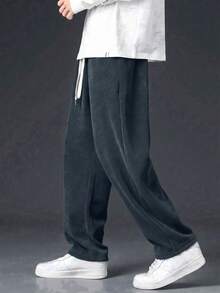 American Retro Corduroy Straight Leg Pants, Men's Fashion Versatile Casual Khaki Long Pants, Suitable For Autumn/Winter - Grey - View 3