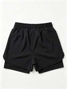 Women's Summer Outdoor Sports Breathable Layered Shorts, 2 In 1 Printed Athletic Shorts, Suitable For Gym, Running, Night Running - Black - View 6