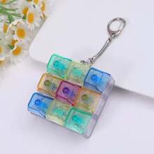 Light-Up Keyboard Fidget Toy, LED Sensory Keychain For Anxiety Relief - Clear - View 3