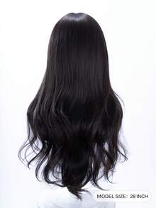 alicegarden Wig sintetis sepanjang 28 inci dengan gaya bergelombang alami berwarna hitam yang menawan. Desain belahan tengah, wig palsu ini sangat cocok untuk penggunaan sehari-hari, pesta, dan cosplay, menawarkan wig alami dan tahan lama sebagai hadiah untuk para wanita. (Tidak termasuk aksesoris) - Hitam - View 3