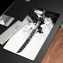 Black & White Samurai Sword Pattern Extra Large Gaming Keyboard Pad Durable Mouse Pad Office Small Mouse Pad Laptop Keyboard Pad Study Desk Mat - Rubber Back Non-Slip Multiple Sizes Available XL XXL - Suitable For Home Office Work Gaming Room Back To School Accessories Holiday Gift For Boyfriend And Girlfriend - Samurai Sword - View 4