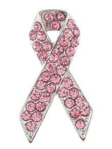 Pink Ribbon Brooch, Enamel Lapel Pin, Pink Hope Ribbon Metal Badge - Pink - View 3