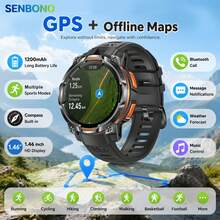 SENBONO High-Precision GPS Smartwatch With Wireless Calling And Compass, 14.6-Inch High-Definition Display Screen, Multiple Exercise Modes, Outdoor Sports, Heart Rate/Blood Pressure/Sleep Monitoring, Outdoor Watch, Christmas/Halloween - View 10