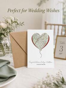 Personalized Map Hot Air Balloon Wedding Greeting Card, Custom Names And Location Design, Congratulations Card For Newlyweds, Engagement Or Bridal Shower Celebration, Love Is In The Air Keepsake For Couples, Wedding Gift From Family And Friends - Multi-color - View 7