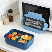 SEAL LOCK 1pc Adult Lunch Box With 3 Compartments, Bento Box With Utensil Storage, Japanese Style, Leak-Proof, Microwave And Dishwasher , Suitable For Work, Outings And Picnics - Multicolor - View 8